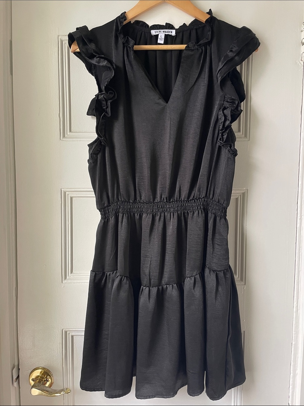 Steve Madden Black Ruffle-Sleeve Tiered Dress for Girls